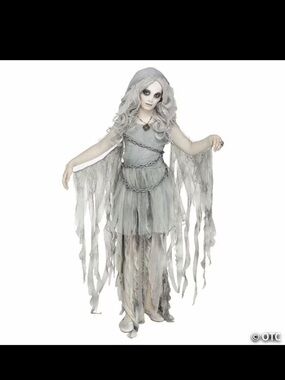 Halloween Costume Enchanted Ghost Hooded Dress With Chain Girl Size Large 12-14